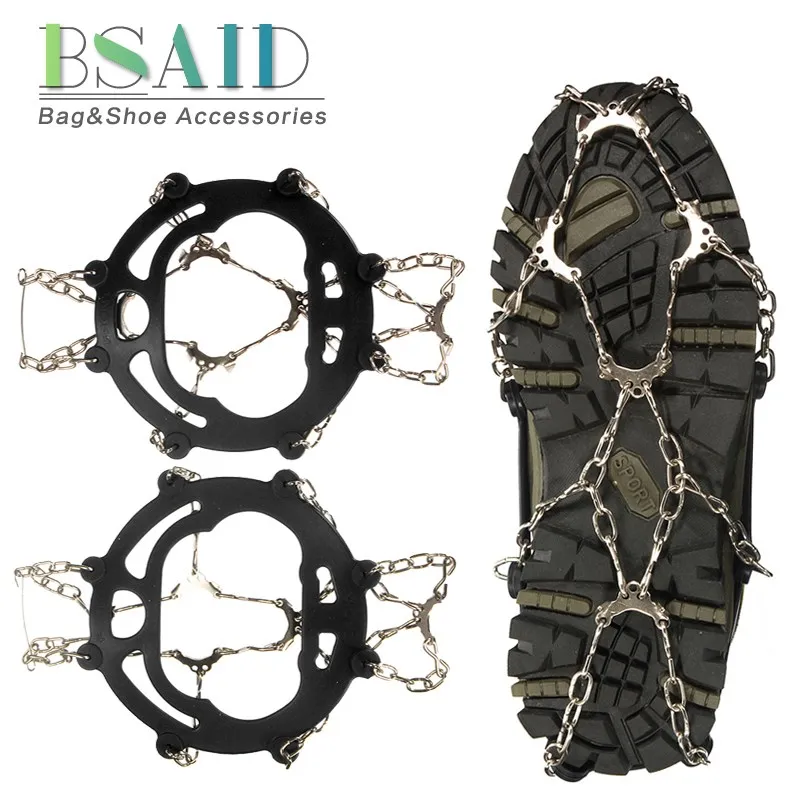 

BSAID 1 Pair 10-Teeth Ice Grips Size L Camping Snow Crampon Climbing Anti-slip Ice Gripper Chain Spikes For Shoes Boots Nonslip