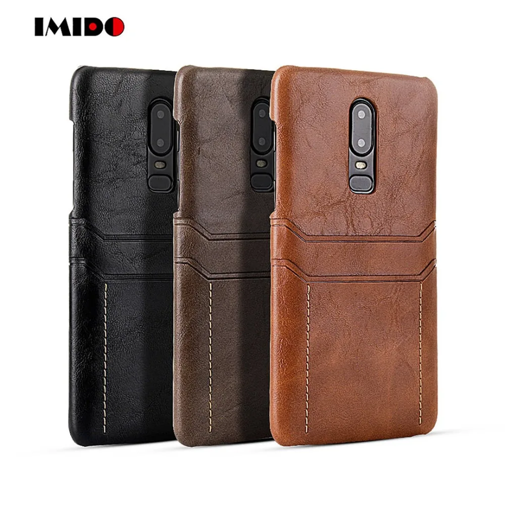 

IMIDO Luxury Leahter PU Phone Case For One Plus 6 Case Two Wallet Card Silicon TPU Back Cover For One Plus 6 Fundas Coque Capa
