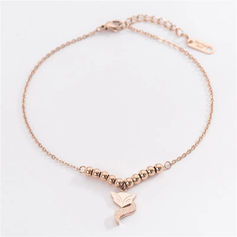 YUN RUO Fashion Rose Gold Color Anklet Lucky Fox Chain Woman 316 L Stainless Steel Jewelry Top Quality Not Fade 2017 New Arrival - Image 5