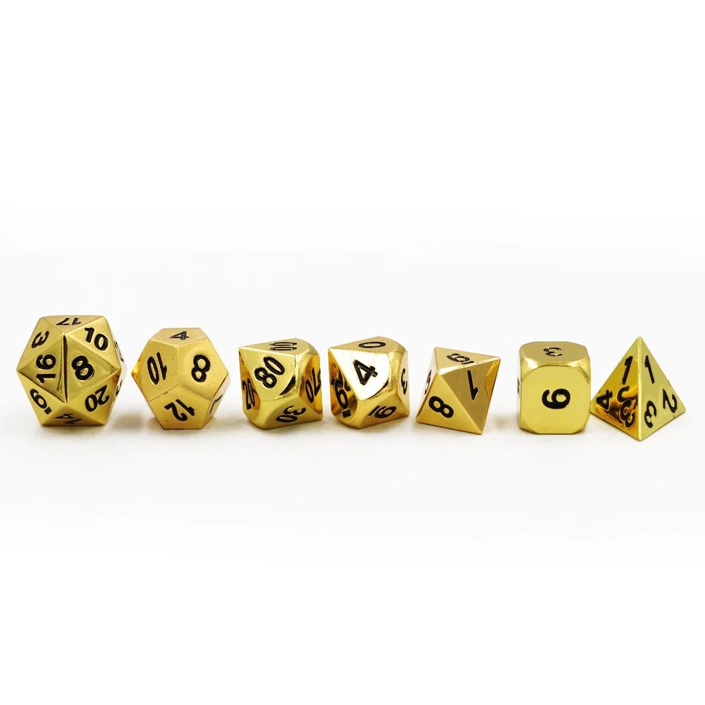 

Dungeons & Dragons 7pcs/set Creative RPG Game Dice D&D Metal Dice DND Plating Imitation Gold Color