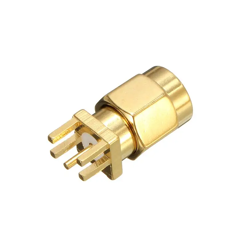 

HOT 1PC Gold Tone SMA Male Plug Solder Edge PCB Clip Mount RF Connectors Adapter For Wireless Module
