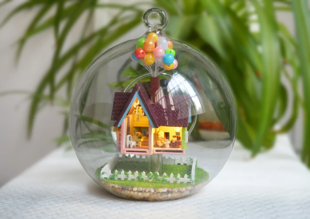 Кукольный дом DIY Стекло мяч Куклы houseswooden ручной работы миниатюрный кукольный домик Игрушки для девочек подарок на день рождения Летающий cabin Destiny B006