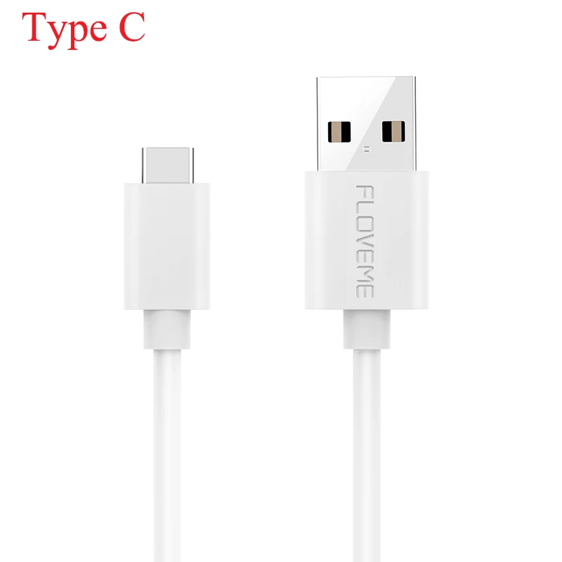 FLOVEME Micro USB кабель type C для iPhone освещение USB кабель Зарядка КАБЕЛИ ДЛЯ samsung S9 Xiaomi mi8 USB зарядное устройство - Цвет: Type C White