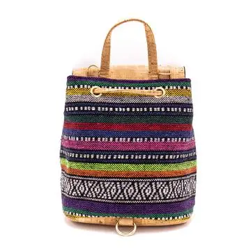 Пробковый рюкзак с цветным текстилем эко веганский женский винтажный рюкзак для девочек OY-001