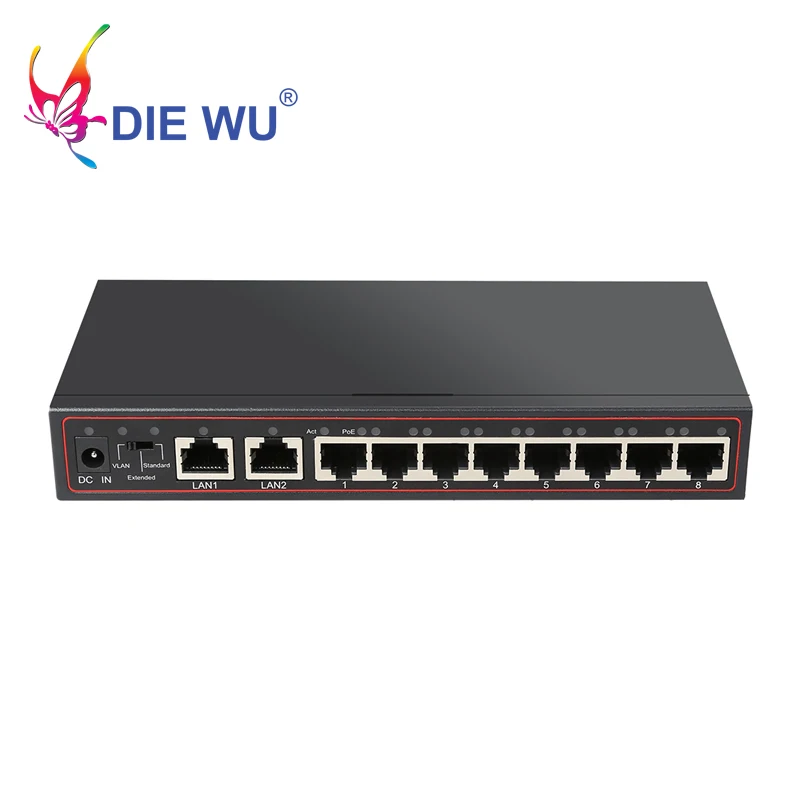 10 портовый коммутатор POE 52 в сетевой Ethernet 8 стандартных PoE для IP