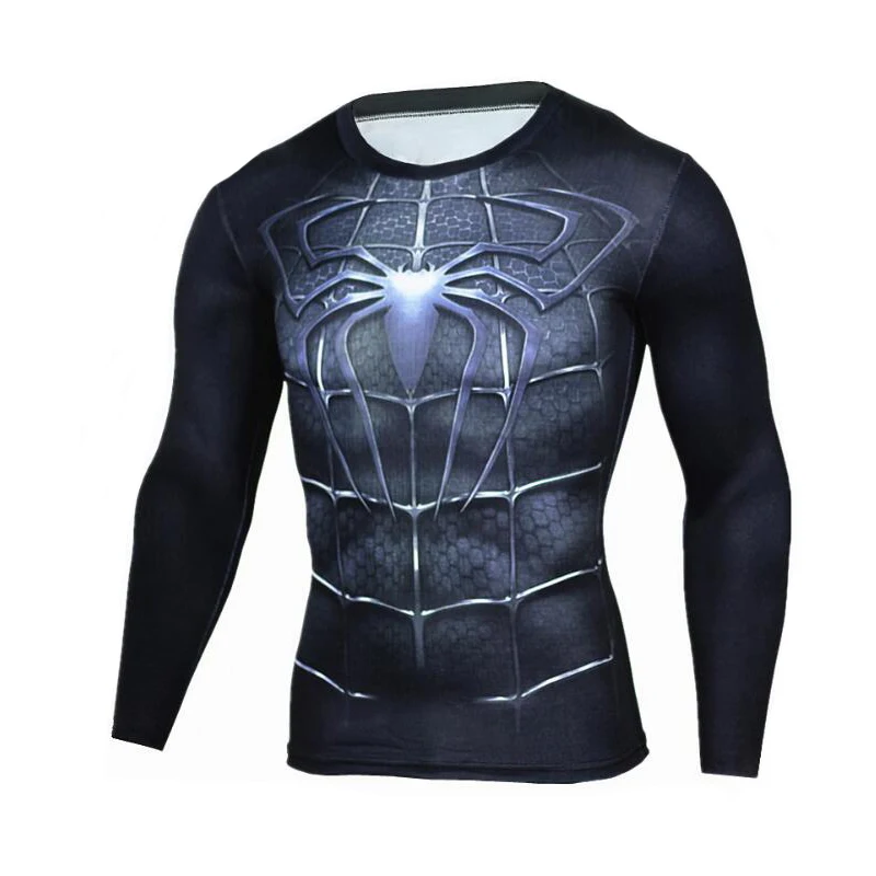 

2018 3D Superman Punisher T Shirt Fitness Compression Shirt Men Anime Bodybuilding Long Sleeve Crossfit Tops Tees