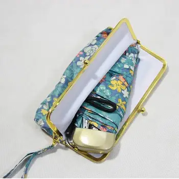 

Five-floding Umbrellas Elegant Flower Sun-rain Umbrella Anti-uv Ultra-light Women Mini Pocket Unmrella with Bag Gift for Lady