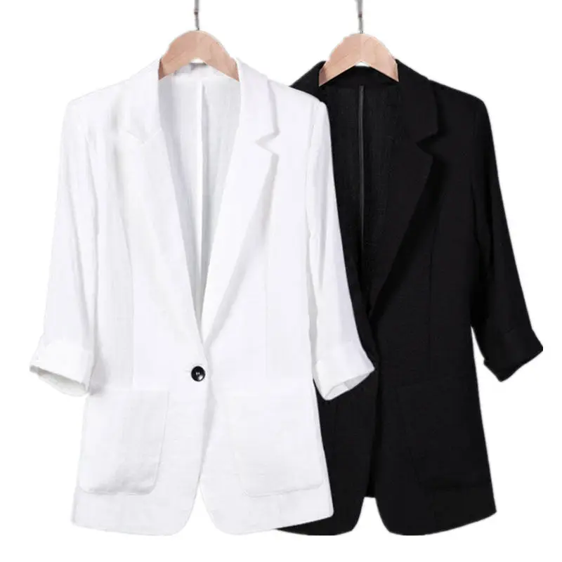 

White Blazer Women Plus Size 7XL Suit Jacket Female Black Blazer Elegant Spring Outwear Women Blazer Feminino Suit Jacket Q1289