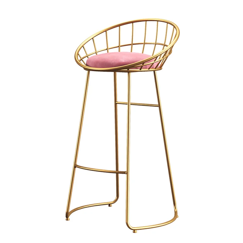 

Golden /black Nordic Bar Stool Chair Creative Coffee Chair Gold High Stool Simple Dining Chair Wrought Iron with Soft Cushion