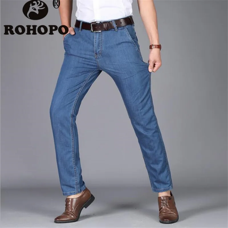 

Retro Sky Blue Mens Summer Full Length Jeans Brand Male 2019 jean jogger man Straight Mans Designer Jeans Denim Military Style