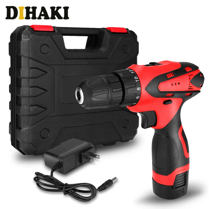

16.8V Electric Drill Cordless Screwdriver with LED light Lithium Battery & Charger 2-Speed Mini Drill Driver Cordless Power Tool