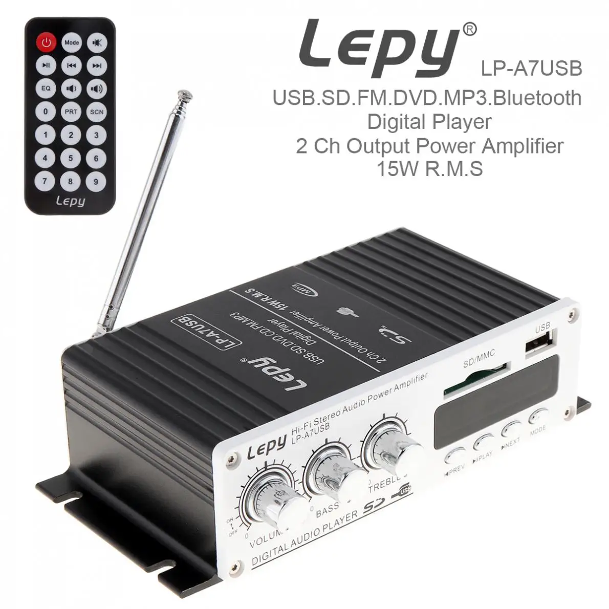 Car Hi-Fi Stereo Audio Amplifier 12V Auto Audio FM MP3 Player Support USB / SD / DVD/ CD with Remote Controller