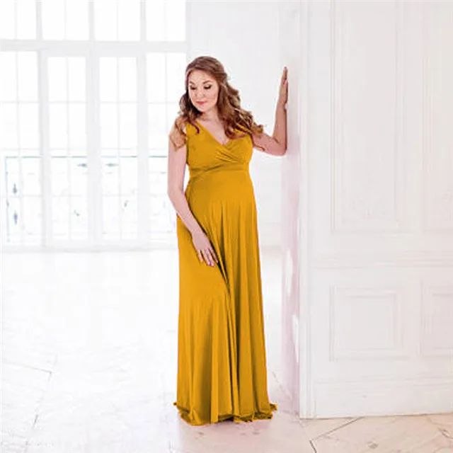 Абсолютно новое женское платье для беременных; Материнство; Одежда для беременных женщин; элегантное кружевное вечернее платье; вечерние платья; свадебное платье - Цвет: Yellow