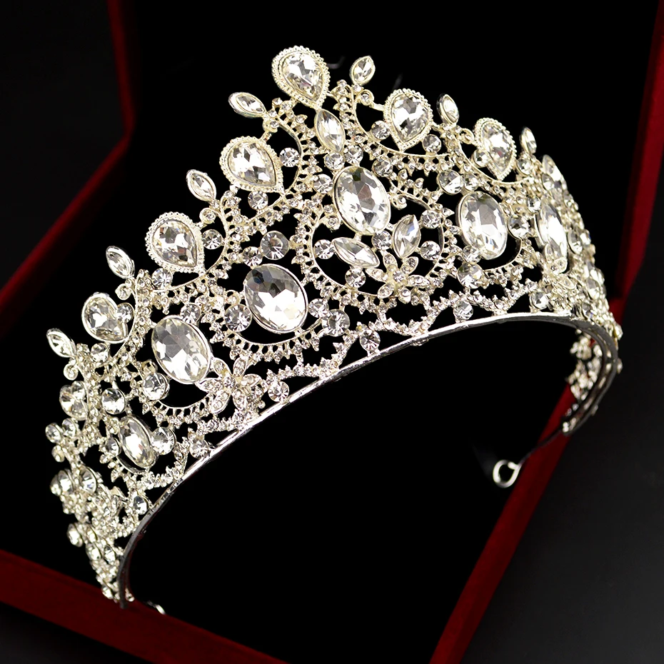  European Style Aristocratic Bride Wedding Crystal Crown Popular Inlaid Rhinestone Princess Hair Acc