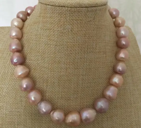 

gorgeous 12-13mm south sea baroque multicolor pearl necklace 18"925silver