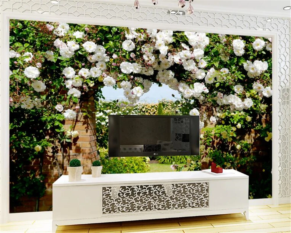Beibehang 3D Photo Wallpaper Rose Corridor Pastoral Flower Mural Bedroom Living Room Sofa TV Background wallpaper for walls 3 d Beibehang 3D Photo Wallpaper Rose Corridor Pastoral Flower Mural Bedroom Living Room Sofa TV Background wallpaper for walls 3 d