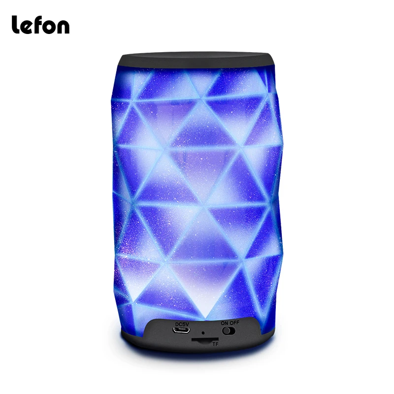 

Lefon Bluetooth Speaker LED Diamond Shape Portable Wireless Speaker Subwoofer Column Bass Support TF Card color auto-Changing