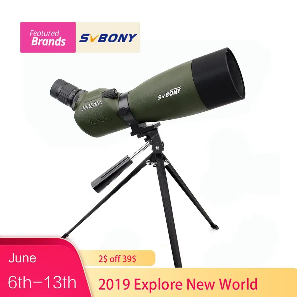 SVBONY Spotting Scope 20-60x60/25-75x70mm Zoom Telescope BAK4 Waterproof  45-Degree Angled Birdwatch  w/ Tripod F9310
