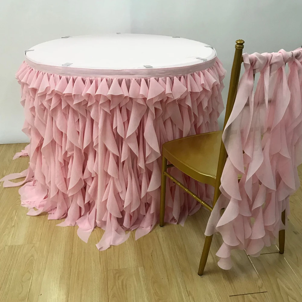 10 футов, L Willow Ruched, юбка для стола, шифоновая юбка для стола с рюшами, дизайн, роскошная юбка для стола с рюшами, ting