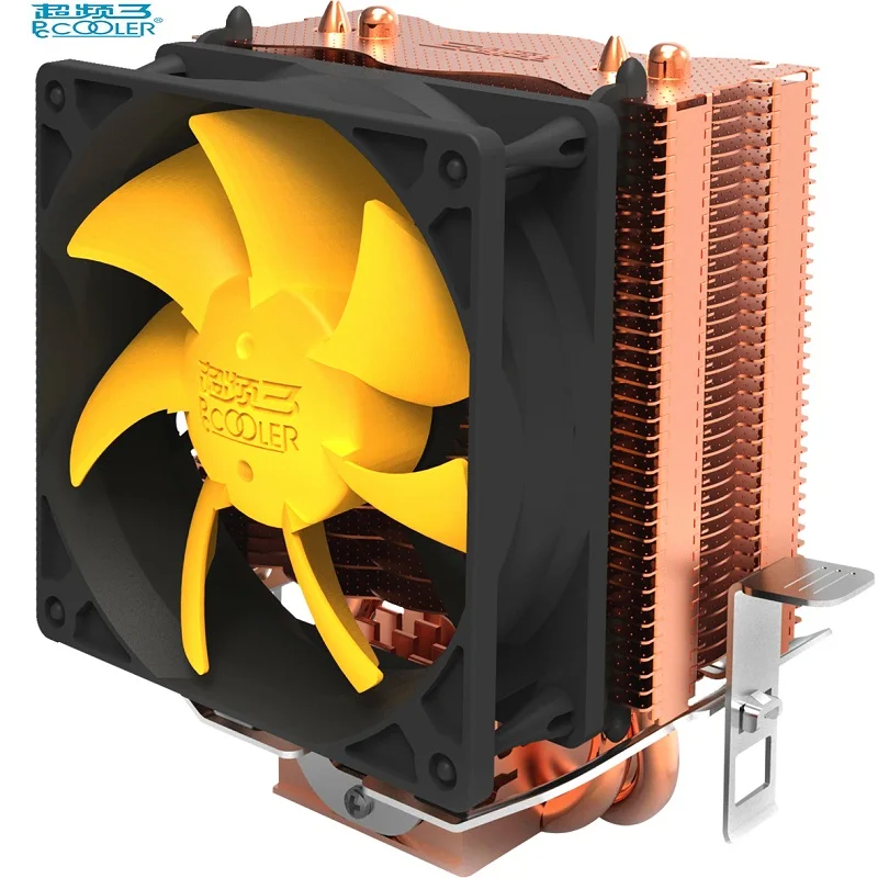 PCcooler S83 кулер для процессора медное покрытие плавники 2 тепловые трубки 80 мм/8 см тихий вентилятор охлаждения процессора радиатор вентилятор для AMD Intel 775 1155 1156