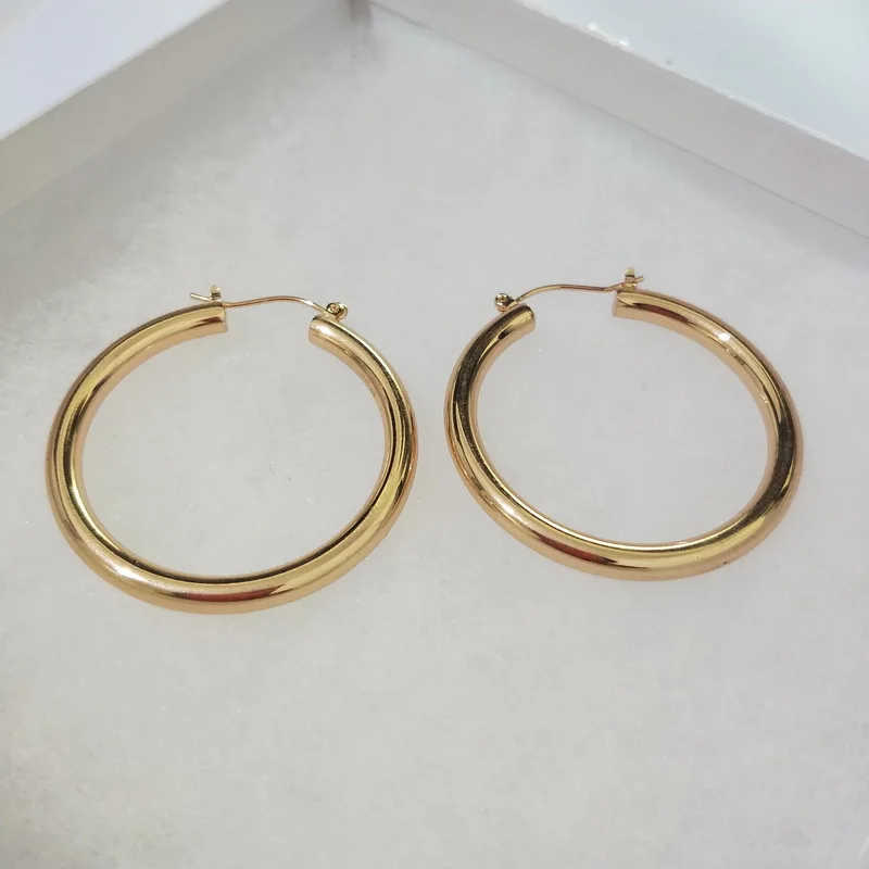 

Fashion Night Club Jewelry Metal Women Round Hoop Earrings Gold Silver
