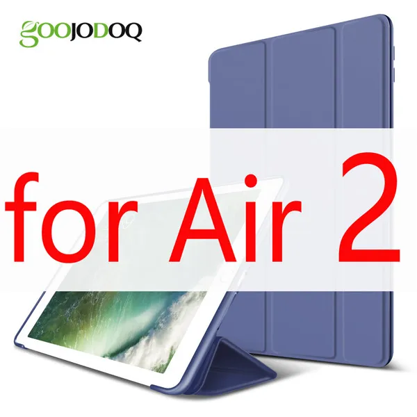 Для iPad Air Чехол Air 2 Air 1 Funda силиконовый мягкий задний Тонкий чехол из искусственной кожи для Apple iPad Air 1 2 5 6 Чехол TriFold Stand Smart Cover - Цвет: Darkblue 2