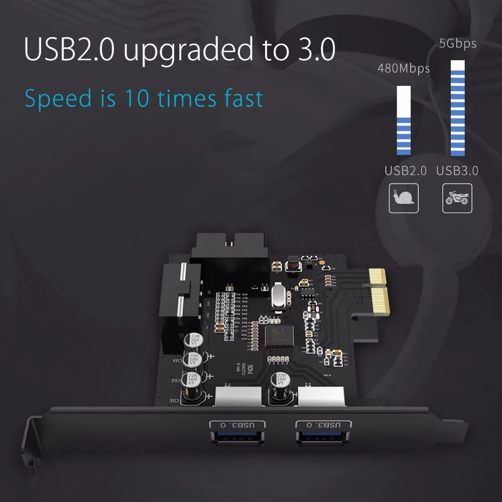 ORICO escritorio 2 puertos USB3.0 tarjeta PCI Express 5 Gbps tarjeta de expansión de alta velocidad añadir en tarjetas para ordenador portátil -(PVU3-2O2I-V1) ORICO escritorio 2 puertos USB3.0 tarjeta PCI Express 5 Gbps tarjeta de expansión de alta velocidad añadir en tarjetas para ordenador portátil -(PVU3-2O2I-V1)