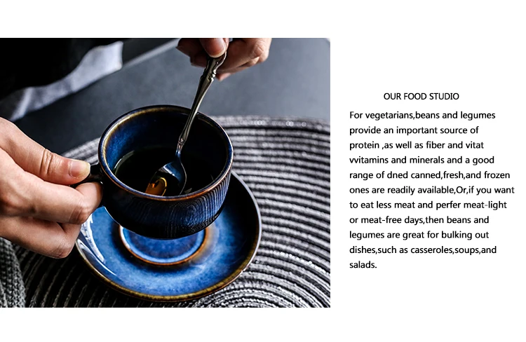 Темно-синяя керамическая кофейная чашка, блюдце, набор, кошачий глаз, чашка для послеобеденного чая, античный синий цвет, эспрессо, кофейный набор, подарок