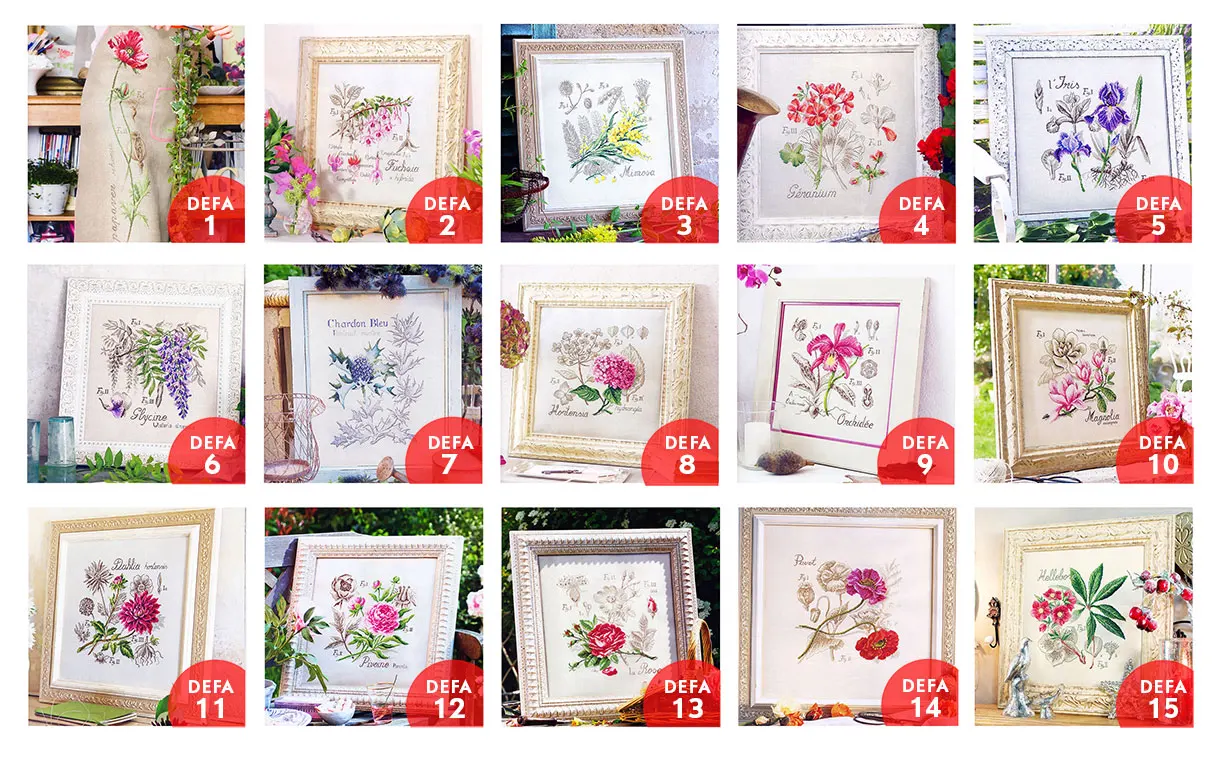 

Flower Still Life Print Cross Stitch Home Hand Embroidery DEFA1-15 Beautiful Flowers Fishxx New Products Milky Cloth 14CT Kit
