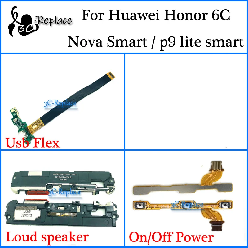 

For Huawei Honor 6C / Nova Smart / p9 lite smart / gr3 2017 Usb Flex cable Loud speaker On Off Power Flex Cable