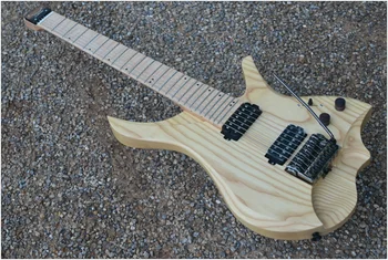 

7 Strings Headless Electric Guitar style wood color Flame maple Neck in stock free shipping