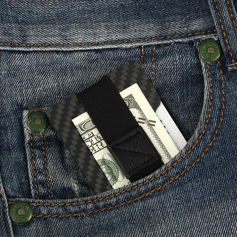 Углеродное волокно мини зажим для денег мужской карт-Холдер, кошелек RFID Анти-Вор Зажимы для денег углеродный зажим