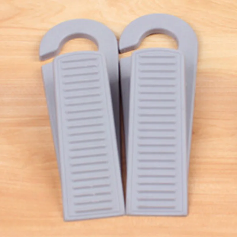 2pcs Door Wedge Shaped Rubber Doors Stopper Doorstops Floor Kids Safety Guard Finger Protect with Hook S7JN
