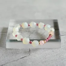 Powder Crystal Tourmaline Crystal Sweet Fashion Korean Version Girl Bracelet Minority Design Hand String Personality