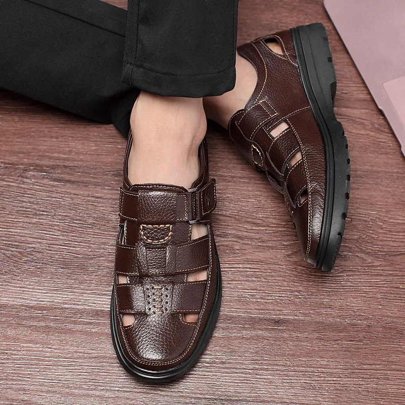 Men Sandals Men's Slippers Real Leather Shoes Summer Beach Sandals Casual Soft Men Shoes Flip-Flops Zapatos Breathable Men Sandals Men's Slippers Real Leather Shoes Summer Beach Sandals Casual Soft Men Shoes Flip-Flops Zapatos Breathable