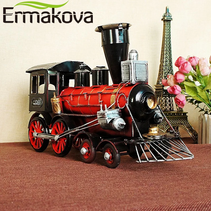 ERMAKOVA 40 см Ретро поезд двигатель Паровая фигурка винтажная классическая модель