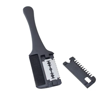 

New Professional Hair Razor Comb Black Handle Hair Razor Cutting Thinning Comb Home DIY Thinning Trimmer Inside Blades