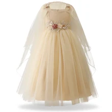 Весенне-летнее Новое Детское свадебное платье для девочек элегантное платье для подростков длинное платье высокого качества с цветочным узором