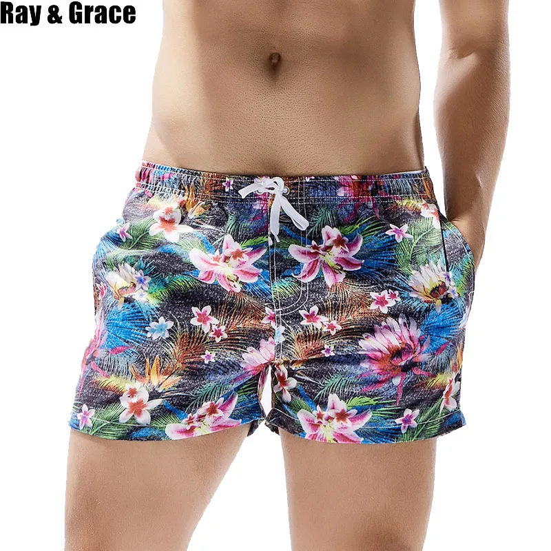

RAY GRACE Quick Dry Summer Mens Beach Shorts Siwmwear Mens Board Shorts Briefs Men Breathable Swim Trunks Swim Shorts Beachwear