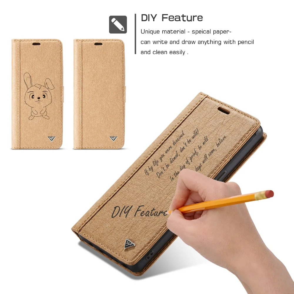 

2018 DIY Letter Kraft Paper Case for Samsung Galaxy Note 8 Luxury Flip Magnetic Stand Phone Cover for Galaxy Note 8 S8 S7 Coque