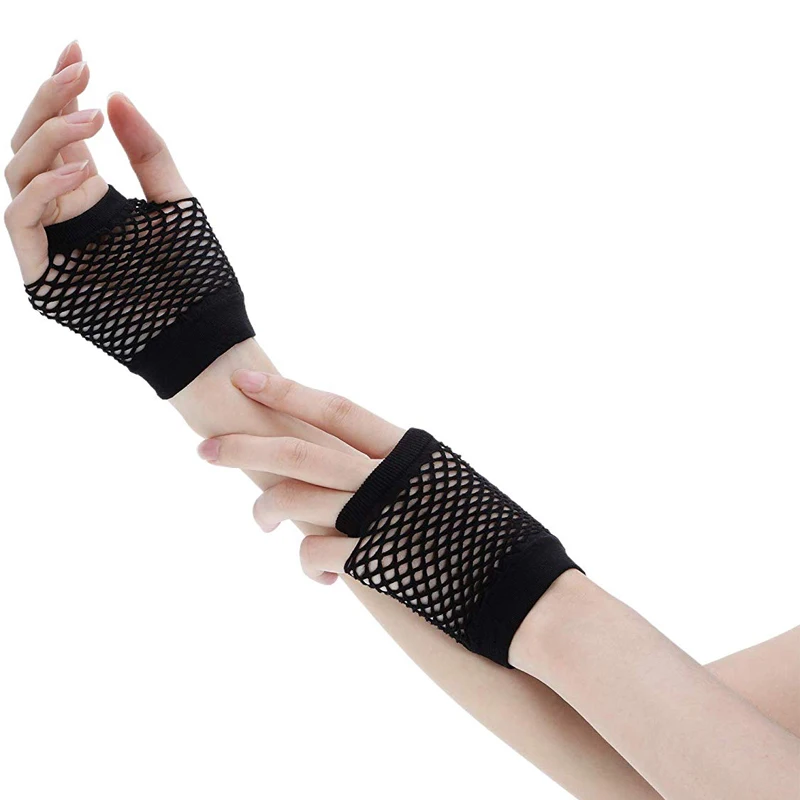 LONG NEON FISHNET FINGERLESS GLOVES AND LEG WARMERS 1980/'S FANCY DRESS HEN PARTY
