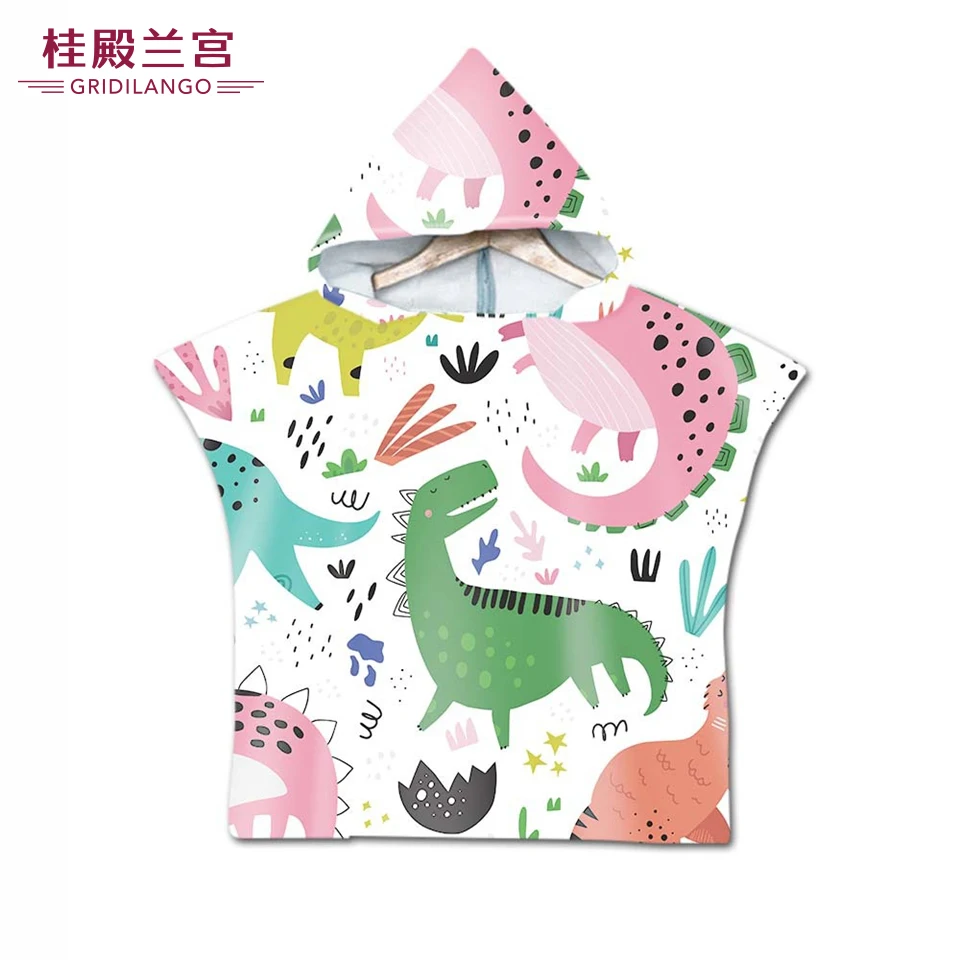 

GRIDILANGO Children Cute Cartoon Dinosaur Hooded Cloak Beach Towels Animal Microfiber Baby Boys Girls Kids Swimming Bath Towel