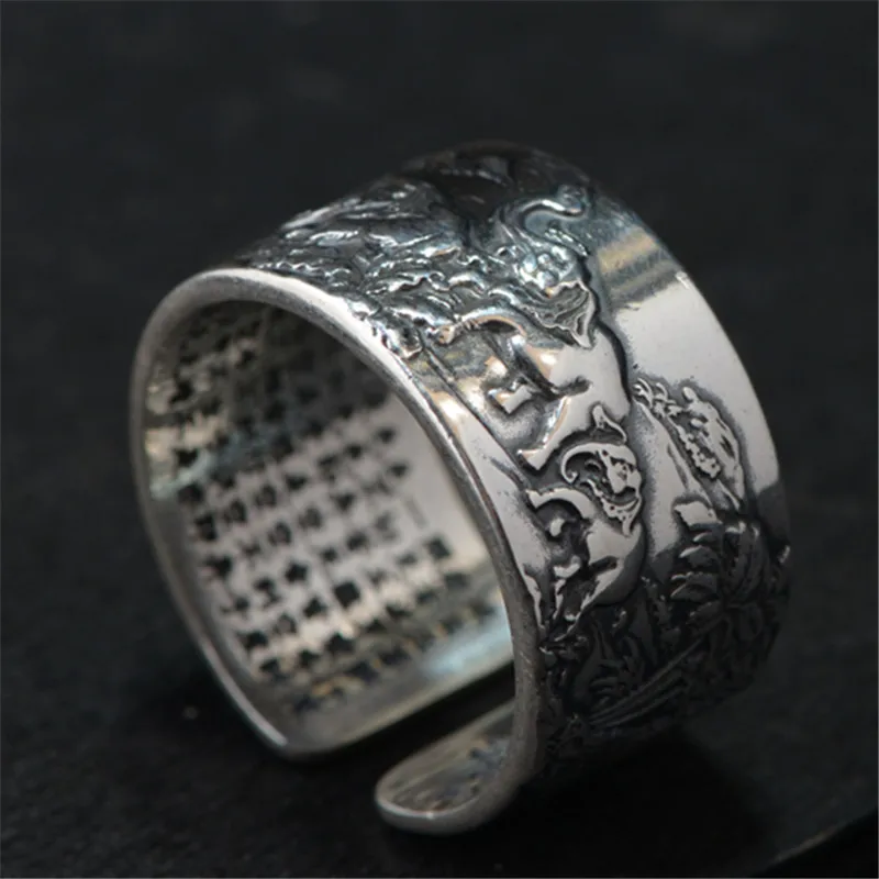 FNJ 925 Серебряное кольцо в виде слона, новая мода, с животным, настоящее Серебро S990, тайское серебро, кольца для мужчин, ювелирное изделие, регулируемый размер