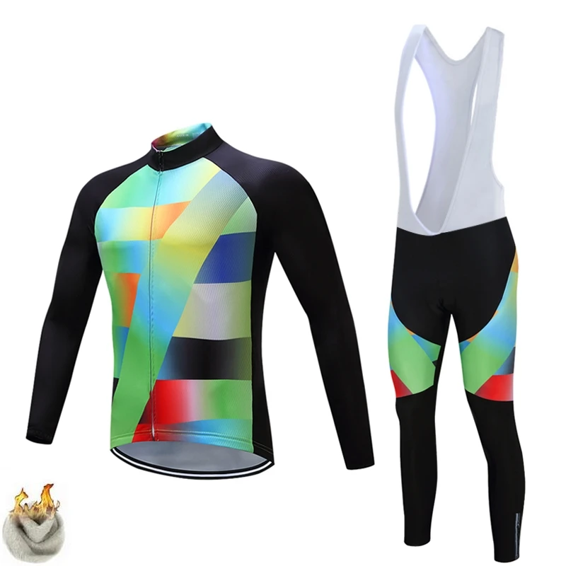 

2017 Winter Thermal Fleece Cycling Jersey Long Sleeve Jerseys Cycling Bib Pants Set Bike Bicycle Cycling Clothes