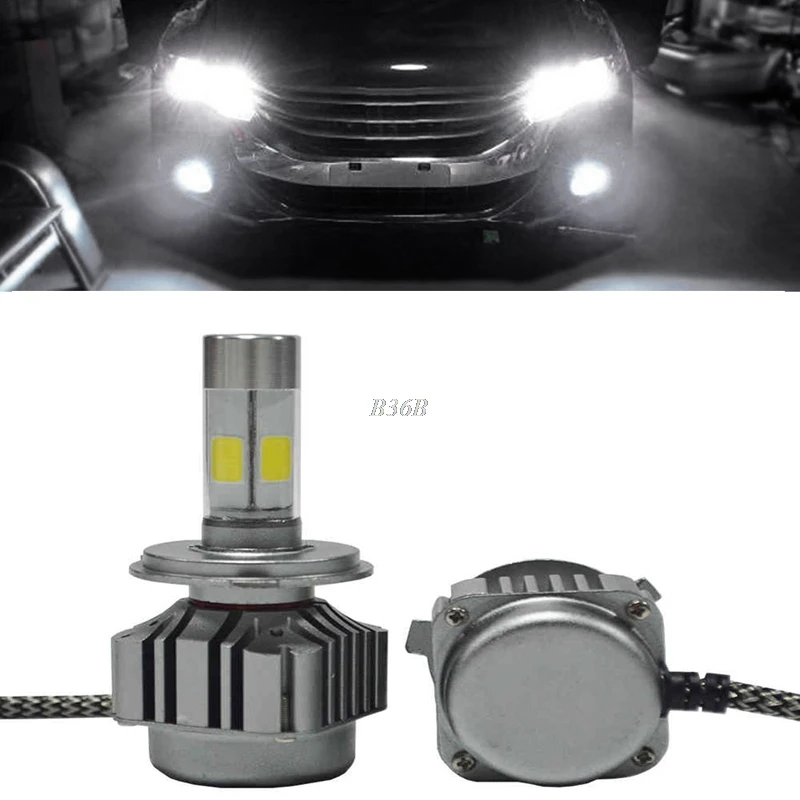 

6000K COB H4 120W 8000LM 4-Sides LED Headlight Low Beam Bulbs DC 9-36V Durable