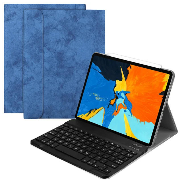 Для iPad Pro 11 Чехол W Беспроводная Bluetooth клавиатура кожаный защитный смарт-чехол для iPad Pro 11 клавиатура русская клавиатура - Цвет: BLBK-ENG