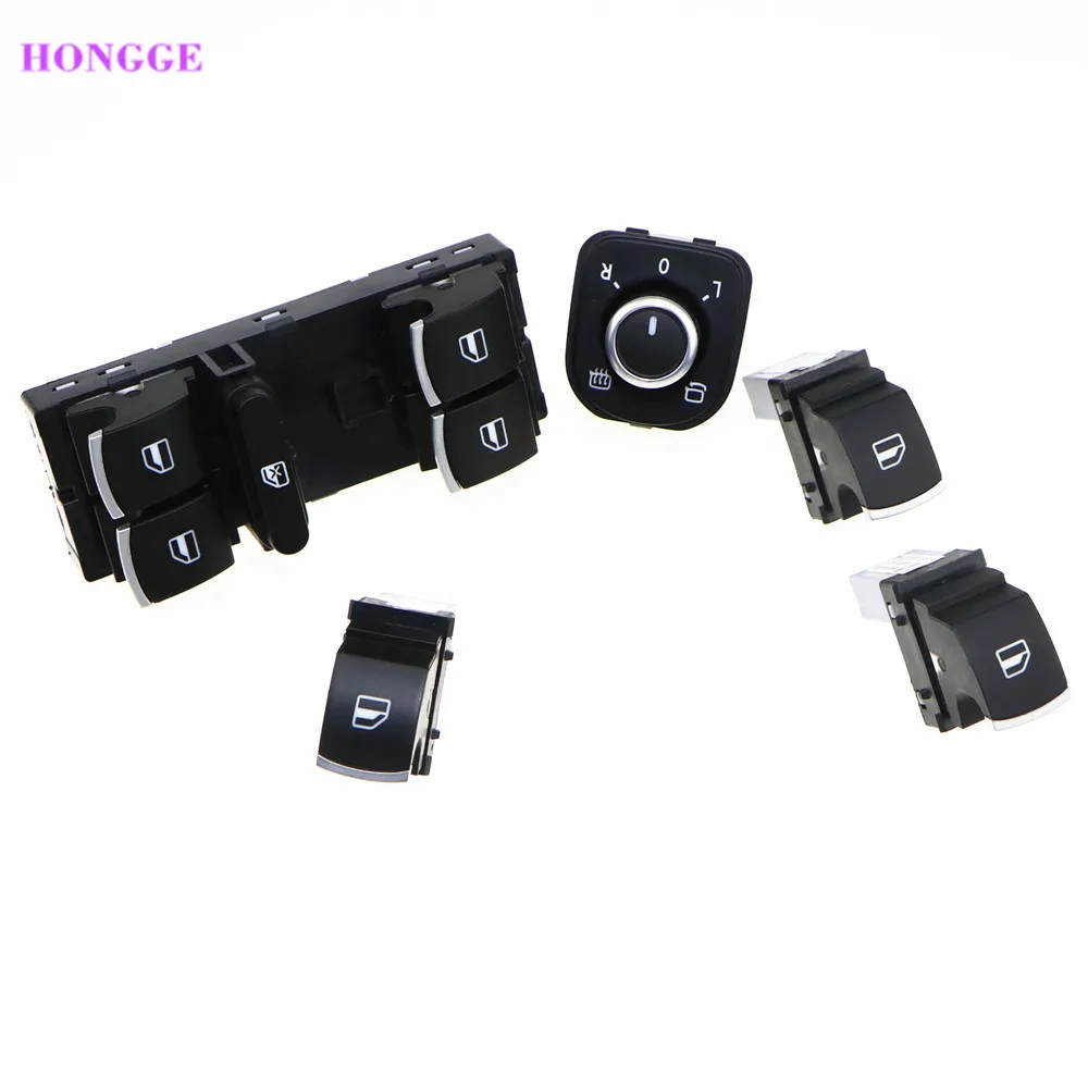 HONGGE Chrome Mirror Switch Master Window Switches Fit VW Golf MK6