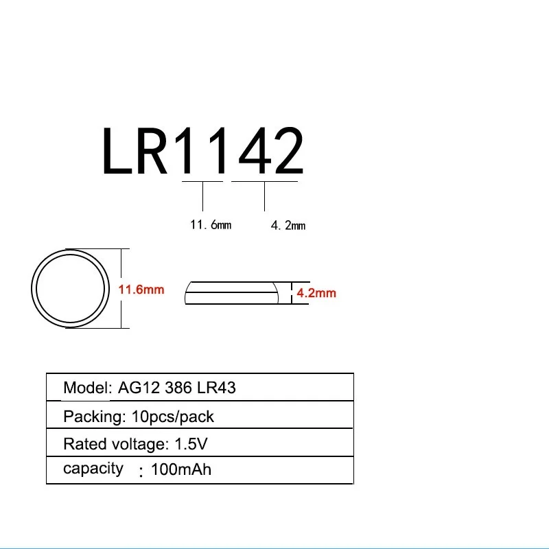 20 шт./упак. AG12 LR43 SR43 260 386 1,55 в щелочные батарейки для часов плоский круглый аккумулятор Батарея