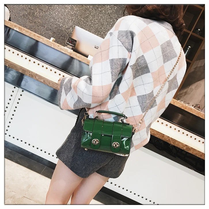 BENVICHED Lacquer bag women 2019 new Korean version handbag Joker chic chain Boston Single Shoulder bag Satchel c132 18 20180828_163955_080
