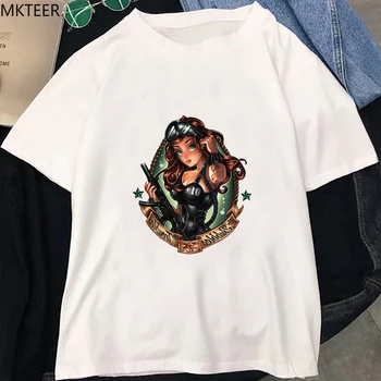 

Summer Sale Women's Princess Tattoo Cartoon T-shirt Cute Fashion Cool Short-sleeved T-shirt Slim Casual Top Cotton